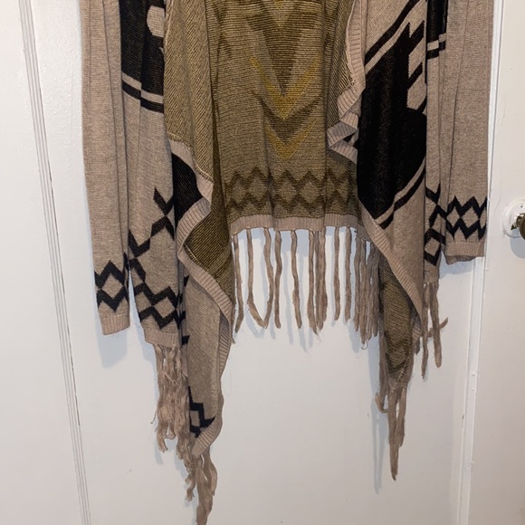 INC International Concepts Aztec open cardigan sweater with fringe - Picture 7 of 9